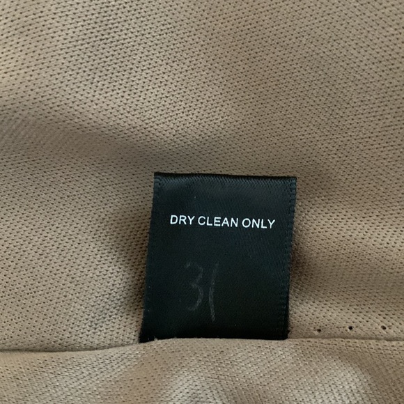 DOUBLE ZERO Taupe-Brown wrap dress with faux suede tie & Ruffled bottom Size S - Picture 11 of 12